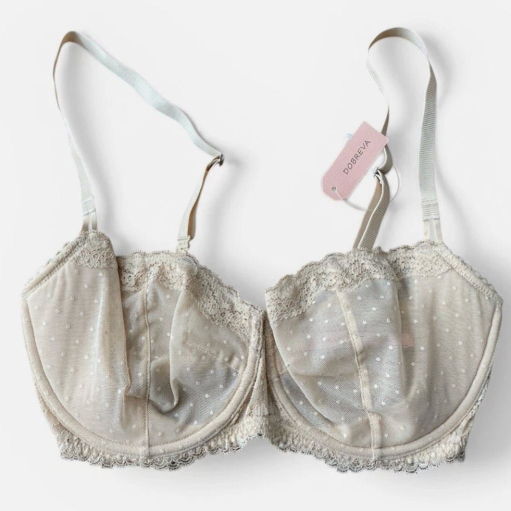 Dobreva Women's Sexy Lace Balconette Bra Beige Size 34dd Nwt — image 3 of 4